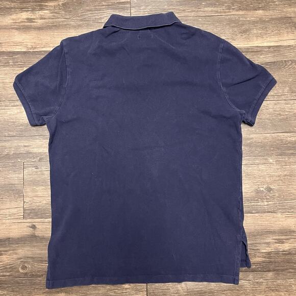 Polo Ralph Lauren Custom Slim Fit Polo Navy Orange Pony Men L Preppy Classic - Picture 3 of 7